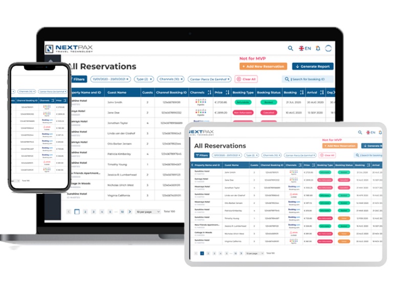 A view of NextPax’s dashboard for channel management