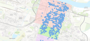 Map of rental locations in a given city on Hostfully