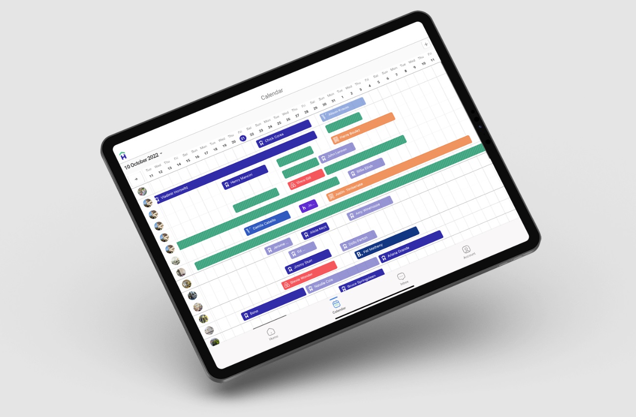 A graphic showing Hostfully’s centralized calendar tool on a tablet