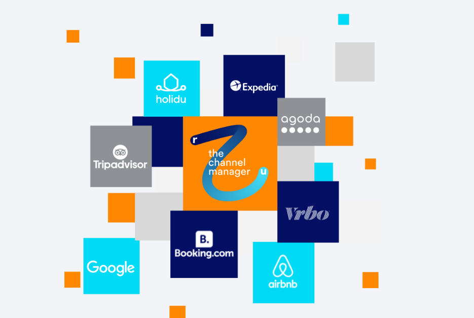 Logos of booking channels that Rentals United connects to https://rentalsunited.com/es
