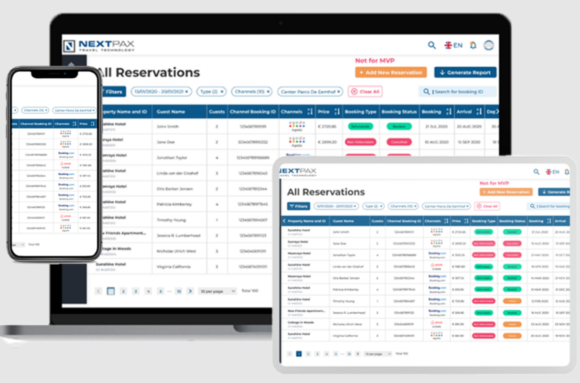 NextPax dashboard showing reservations https://nextpax.com/contact/