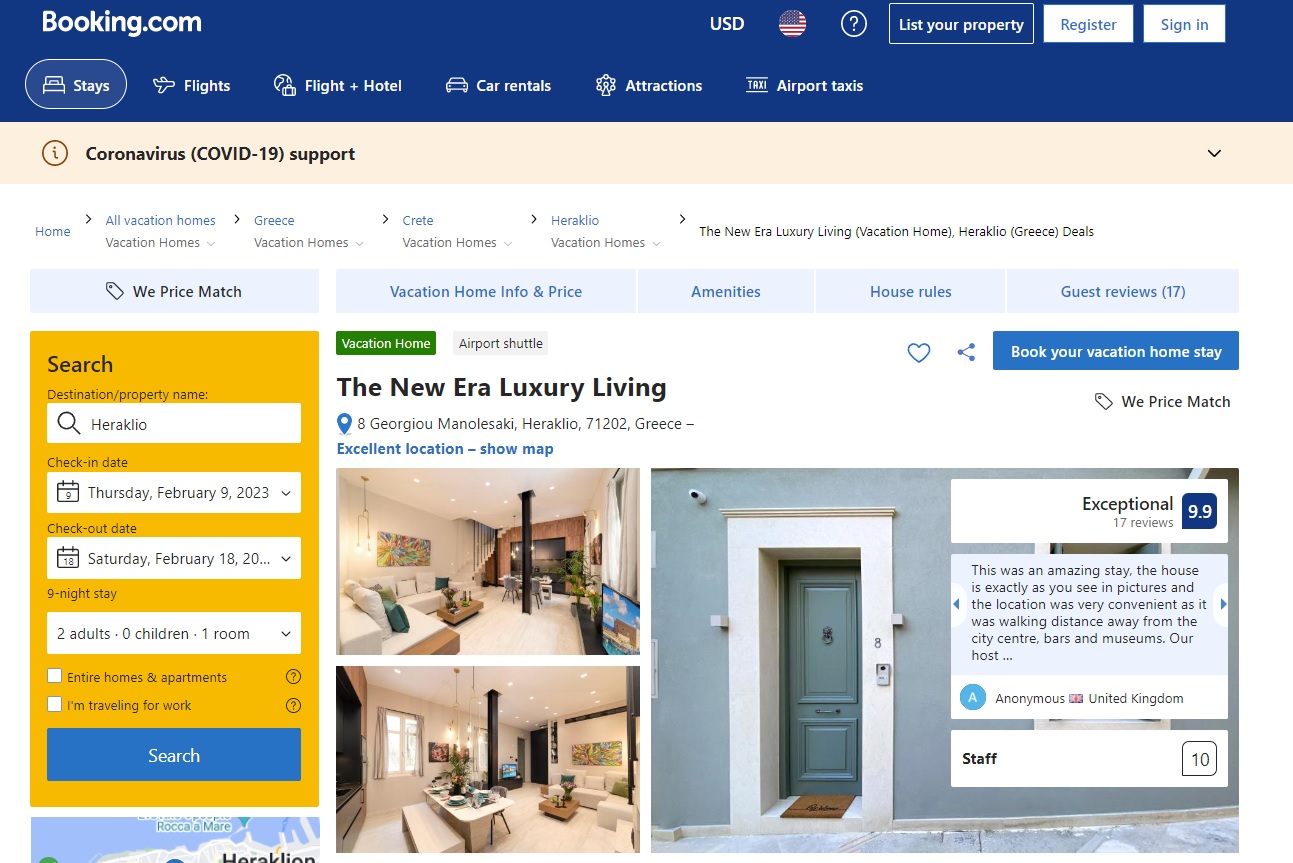 A view of a property listing on Booking.com
