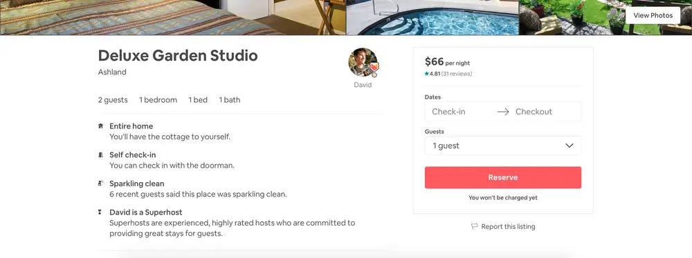 Snapshot of Airbnb Superhost badge on a profile