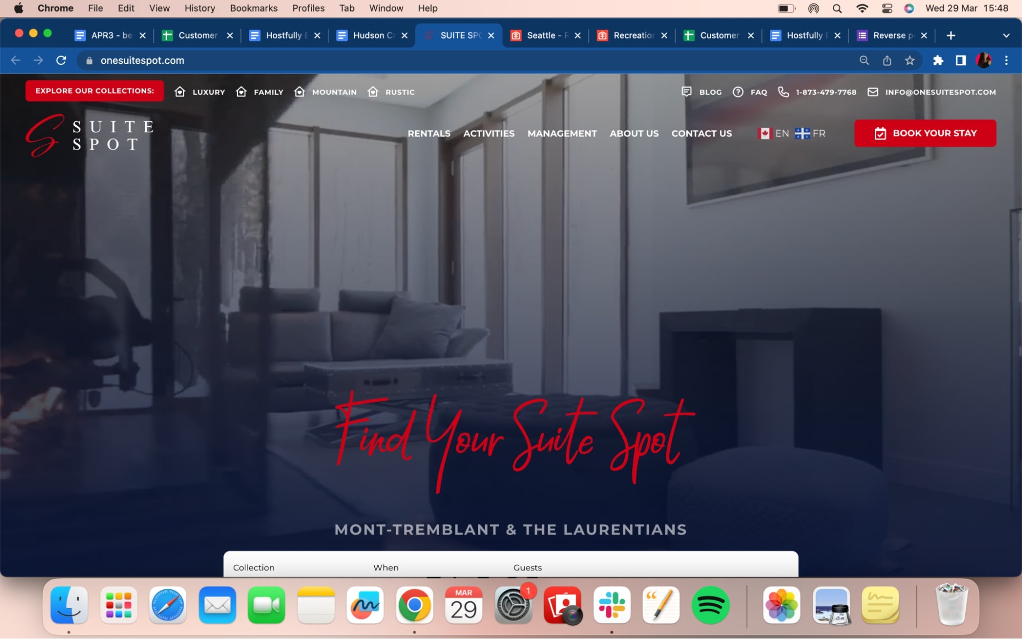 Screenshot of Suite Spot vacation rental website