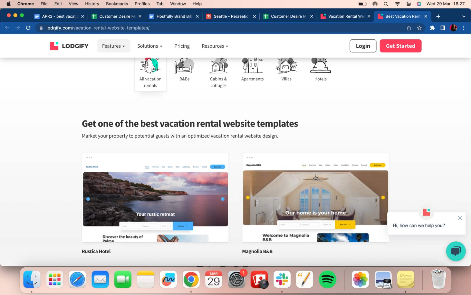 Screenshot of Lodgify’s site templates