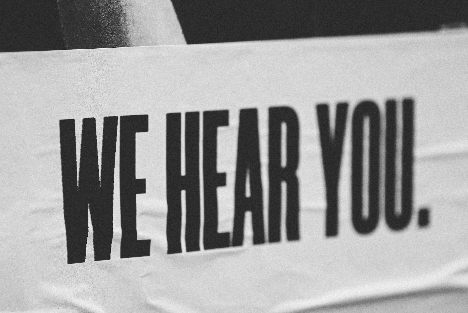 A banner image that reads: ‘We hear you’.