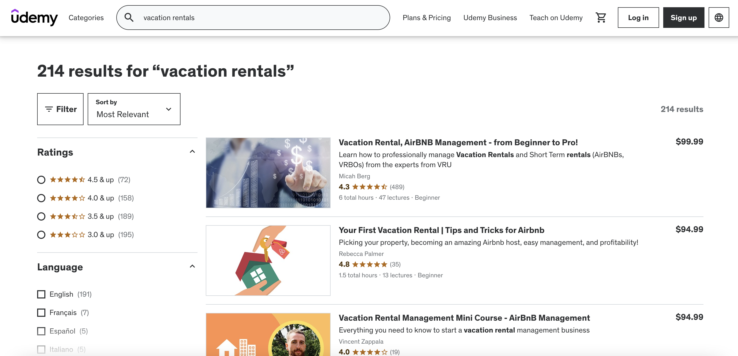 Vacation rental courses on udemy