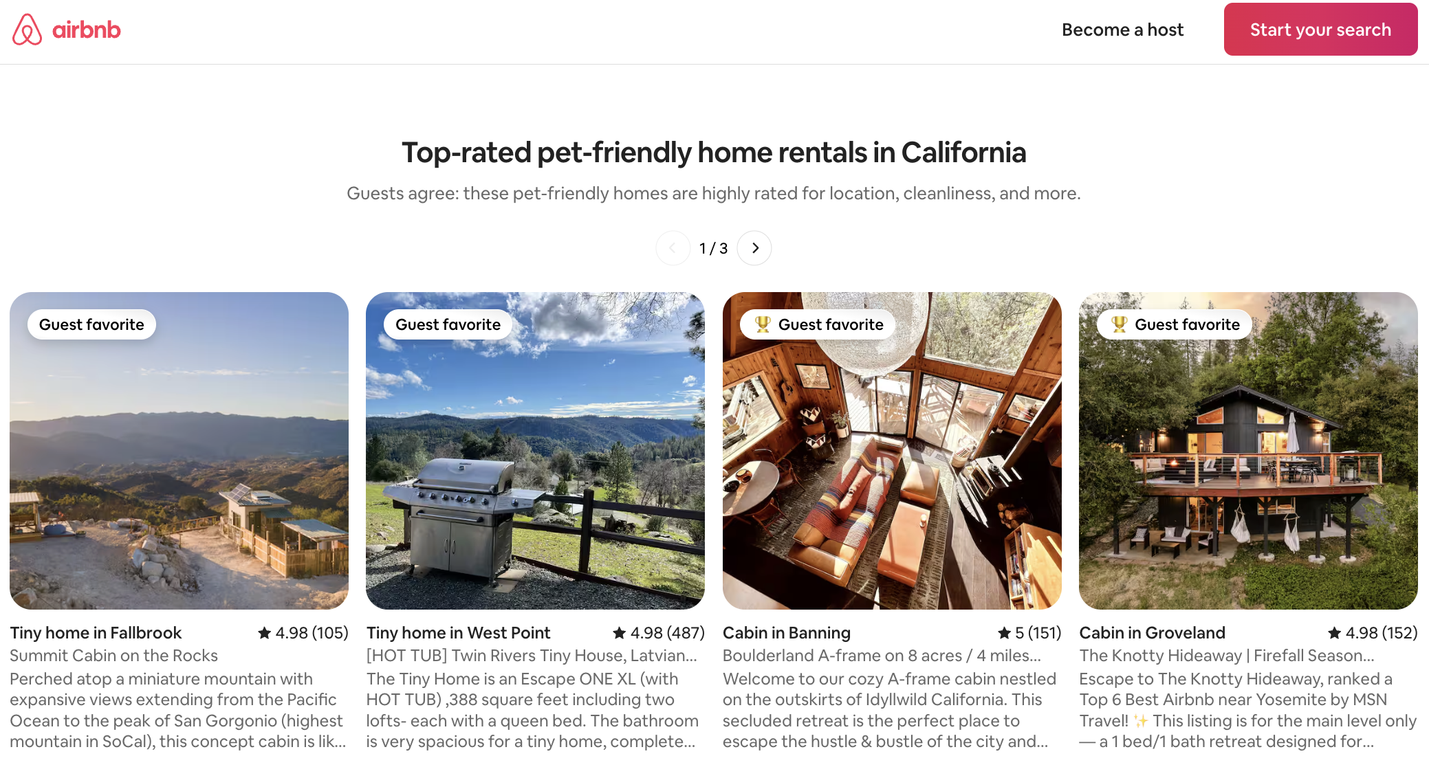 Airbnb showcasing their pet friendly homes