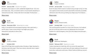 Commentaires sur une annonce Airbnb