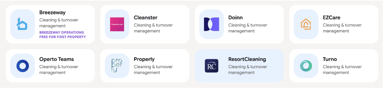 Hostfully si integra con un'ampia gamma di software per le pulizie