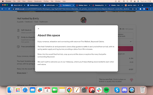 An Airbnb listing description