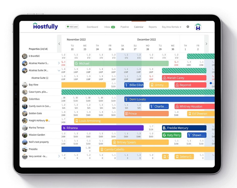 Hostfully central calendar