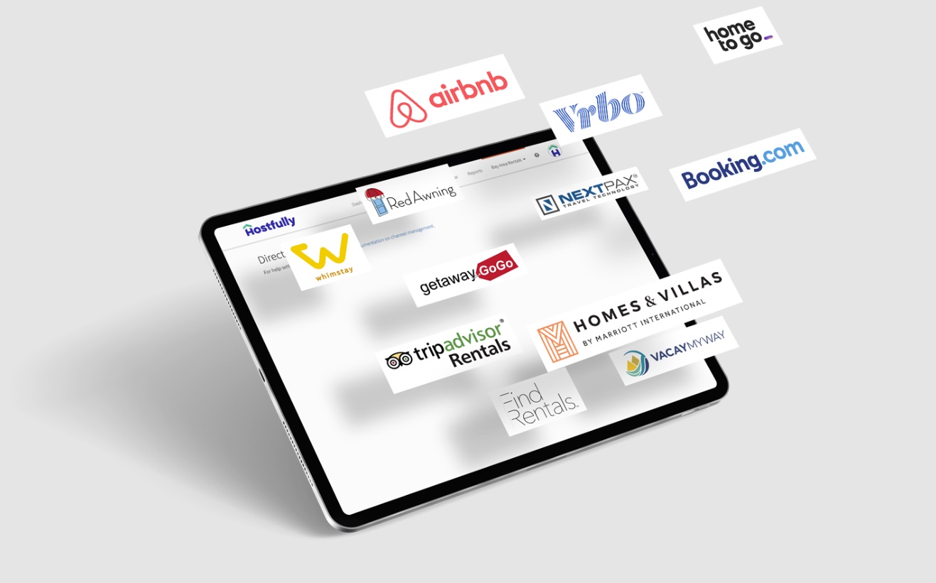 A graphic of Hostfully’s channel integrations on a platform
