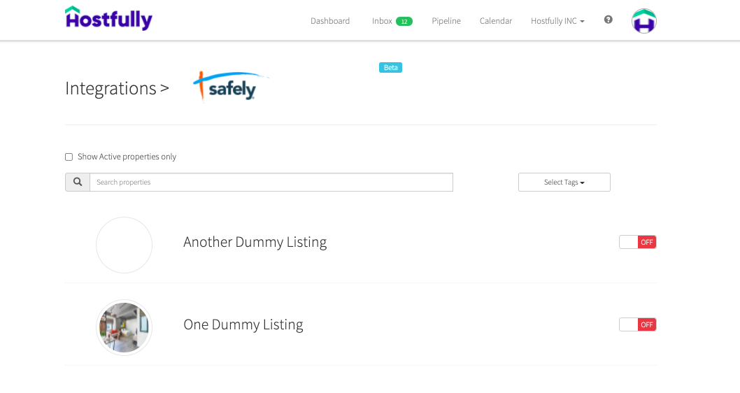Mostra l'integrazione di Hostfully con Safely