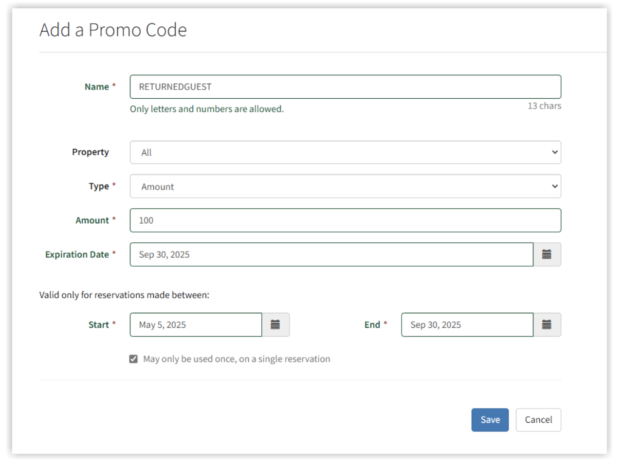 Promo codes on Hostfully