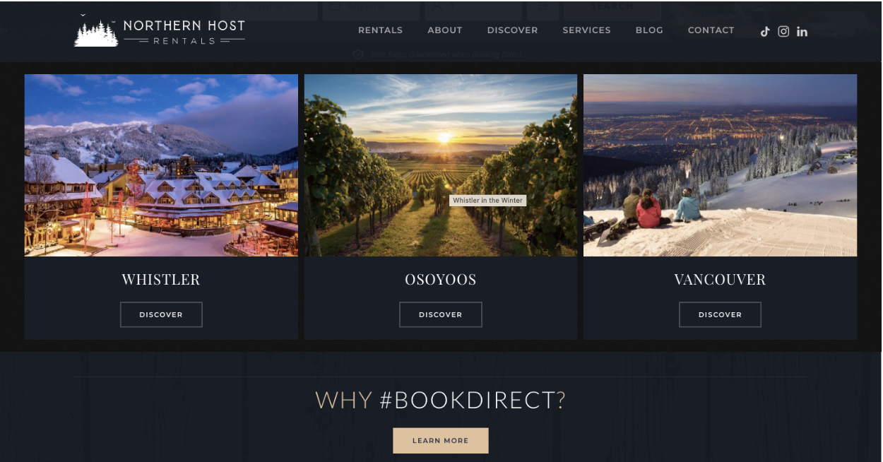 Northern Hosts direct booking website
