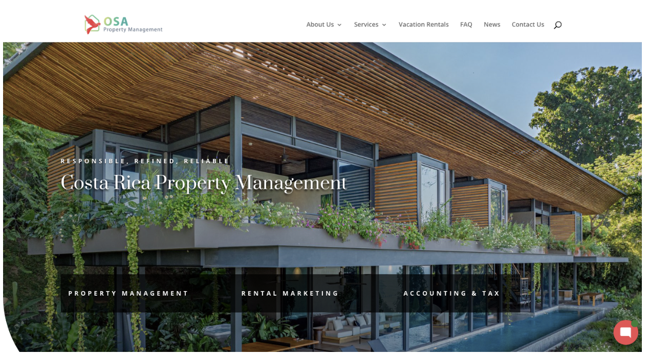 Osa's direct booking website for vacation rentals