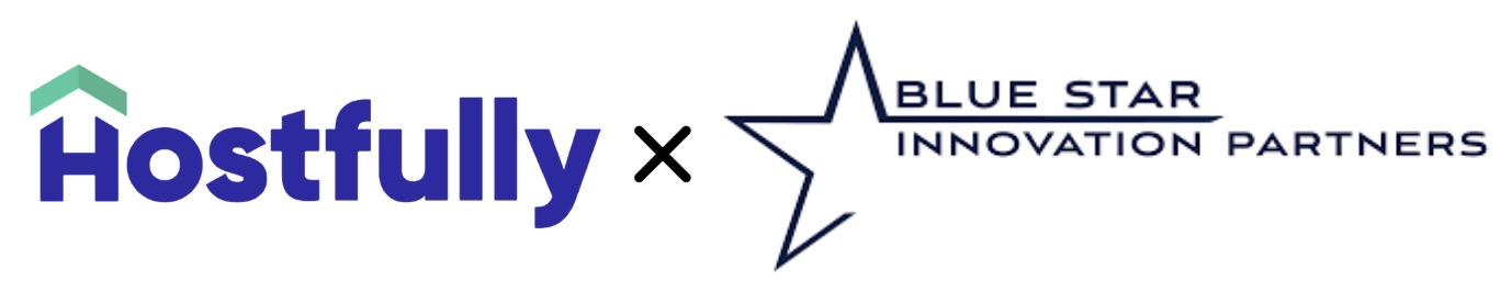 Hostfullys logo and Blue Star Innovation Partners logo