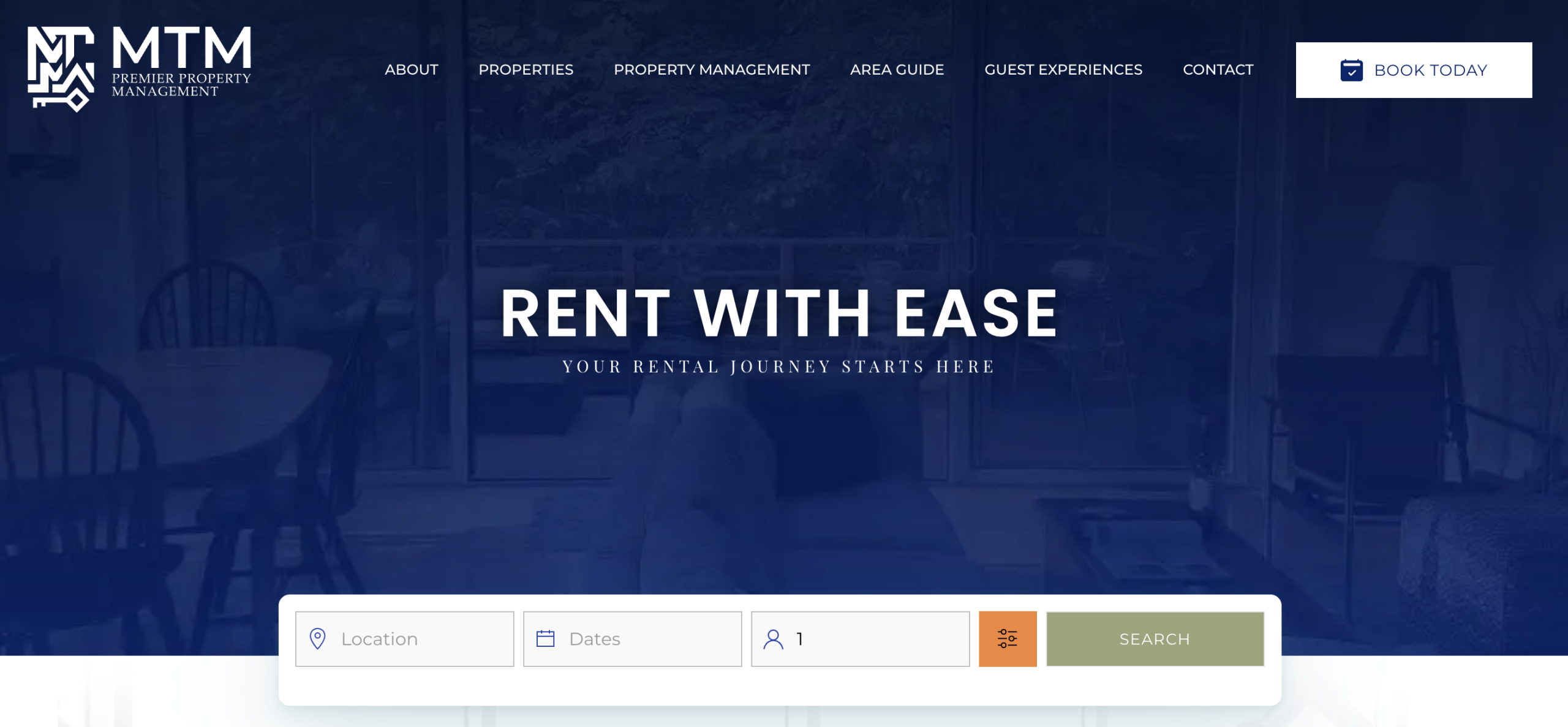 Rent with Ease's corporate rentals website home page