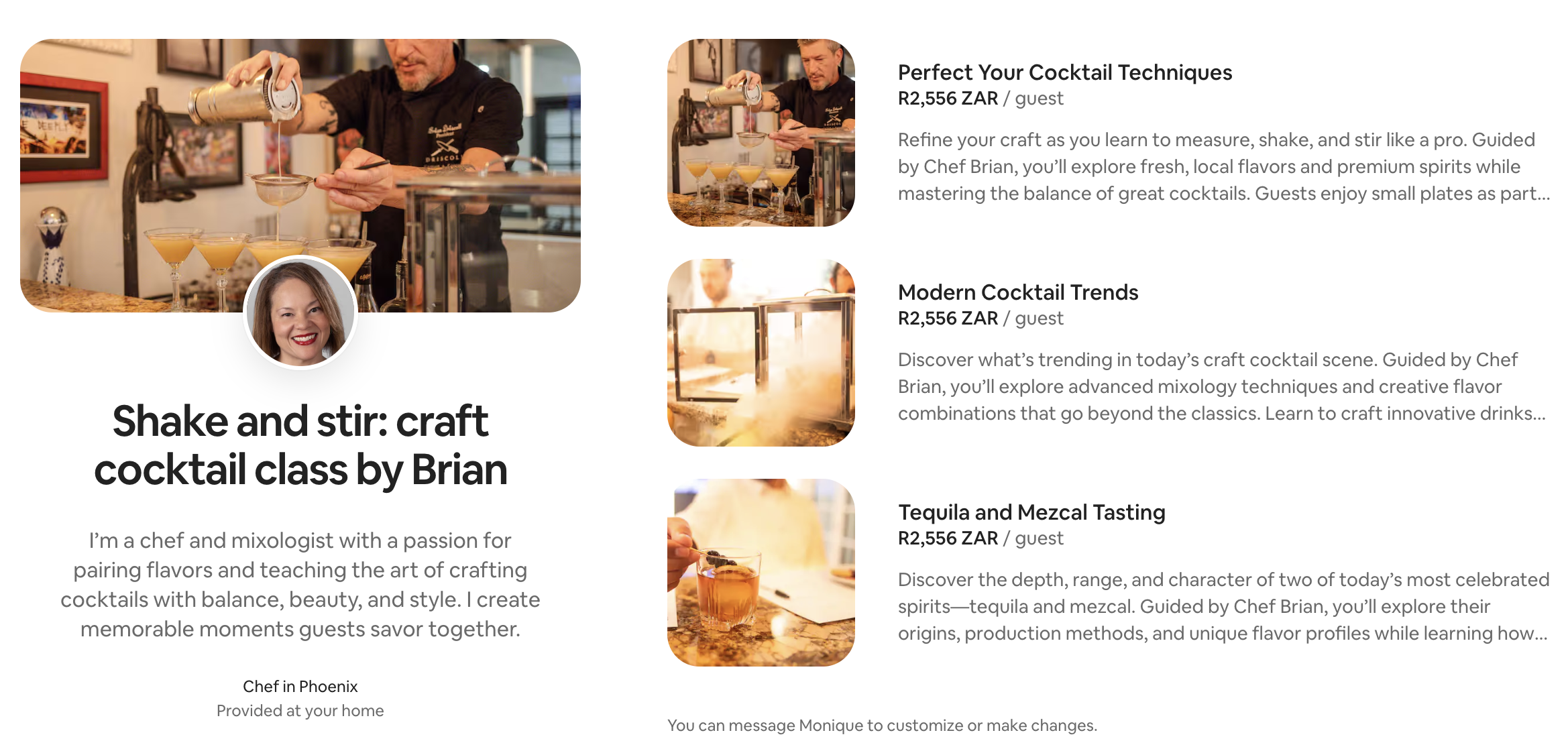 A booking page for an Airbnb Experience 