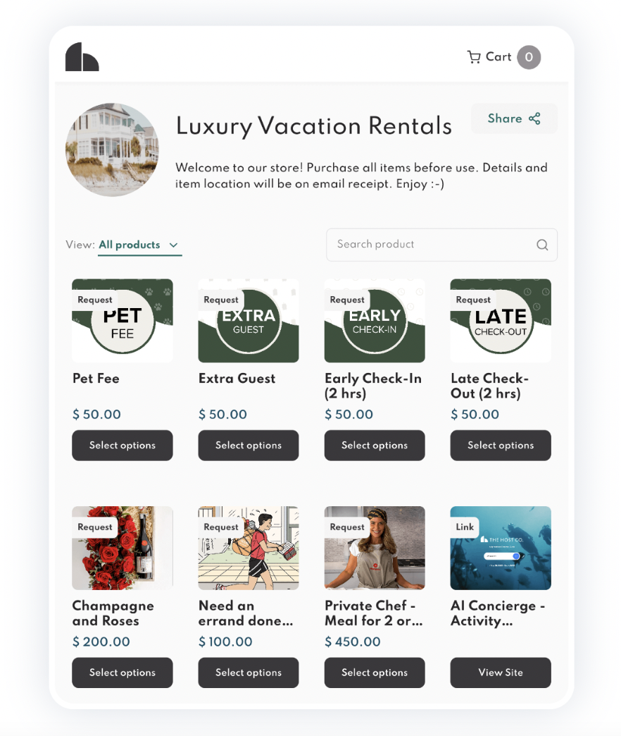 Upsell to guests using Stayfi's marketplace 