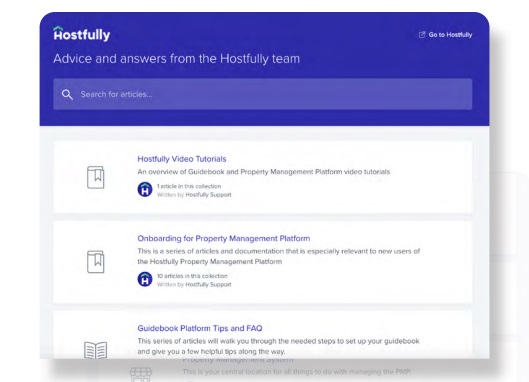 A graphic showing Hostfully’s help pages