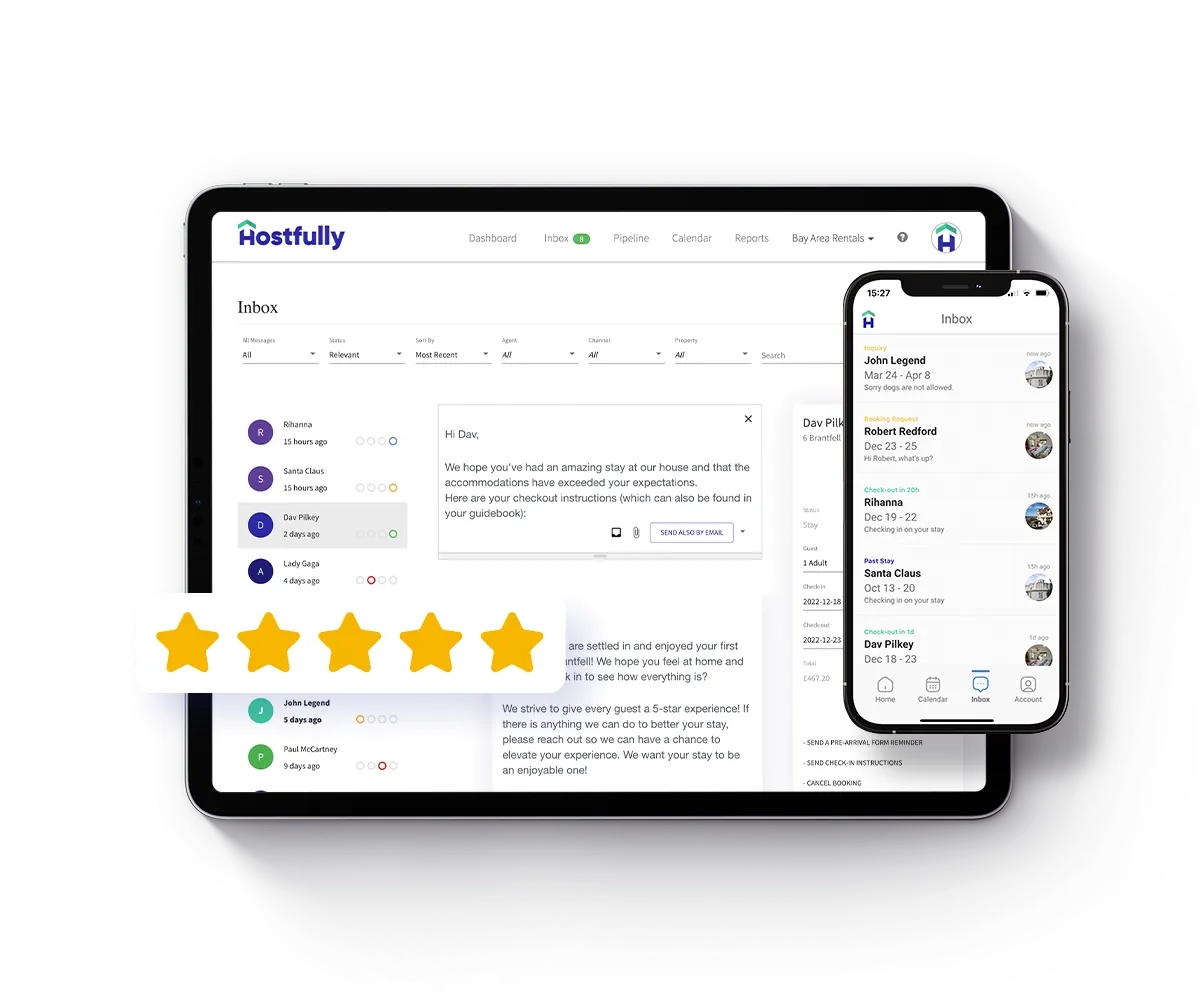 La casella di posta unificata di Hostfully, che riunisce i messaggi dei channel manager in un unico posto