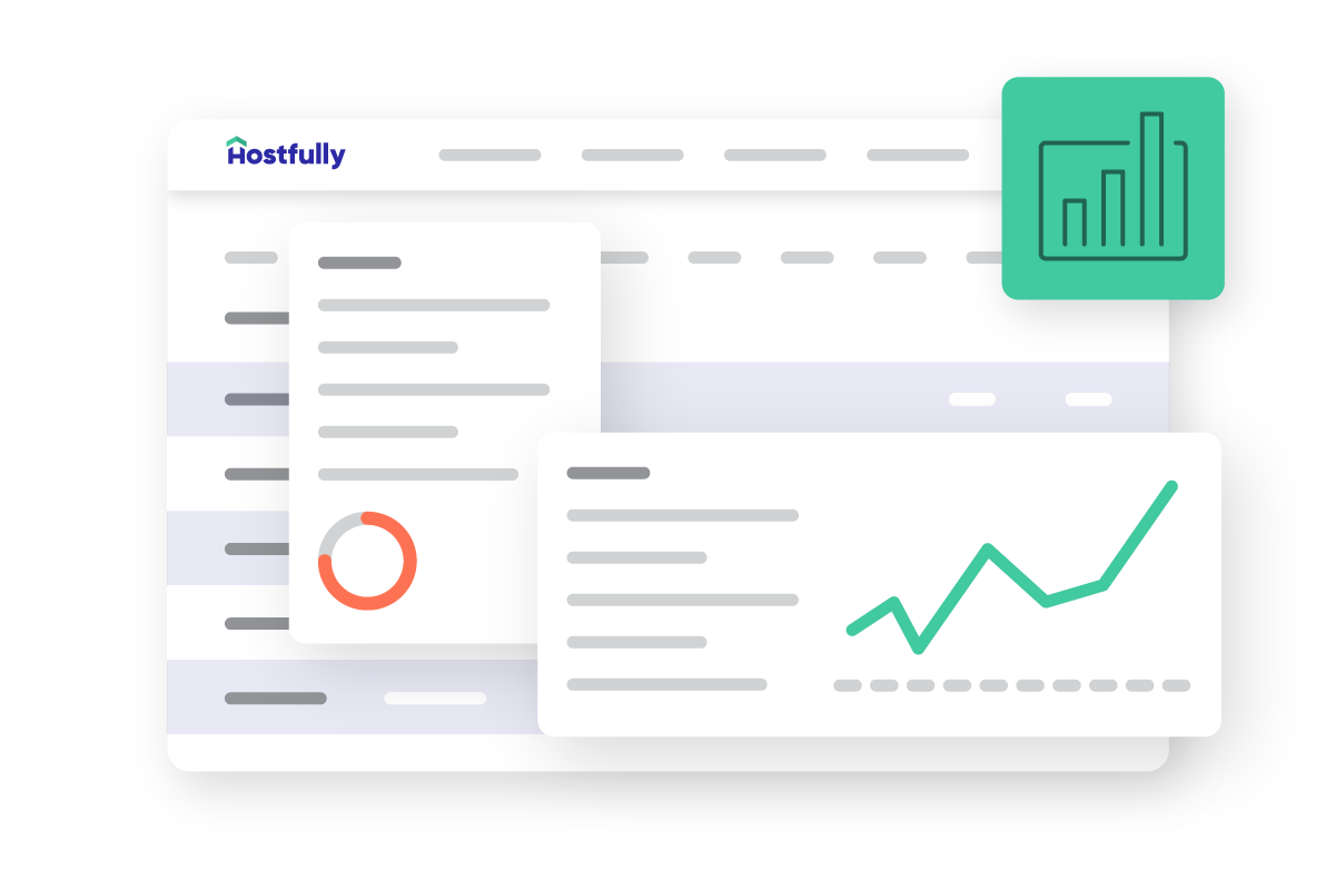A graphic of Hostfully’s financial reporting dashboard