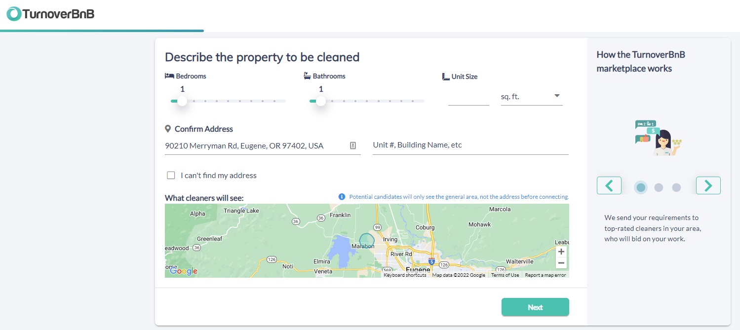 A view of TurnoverBnB’s staff finding tool
