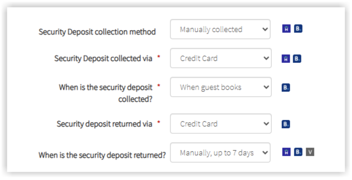 Hostfully lets you specify how you want to collect security deposits