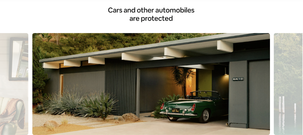 A car in a garage on Airbnb